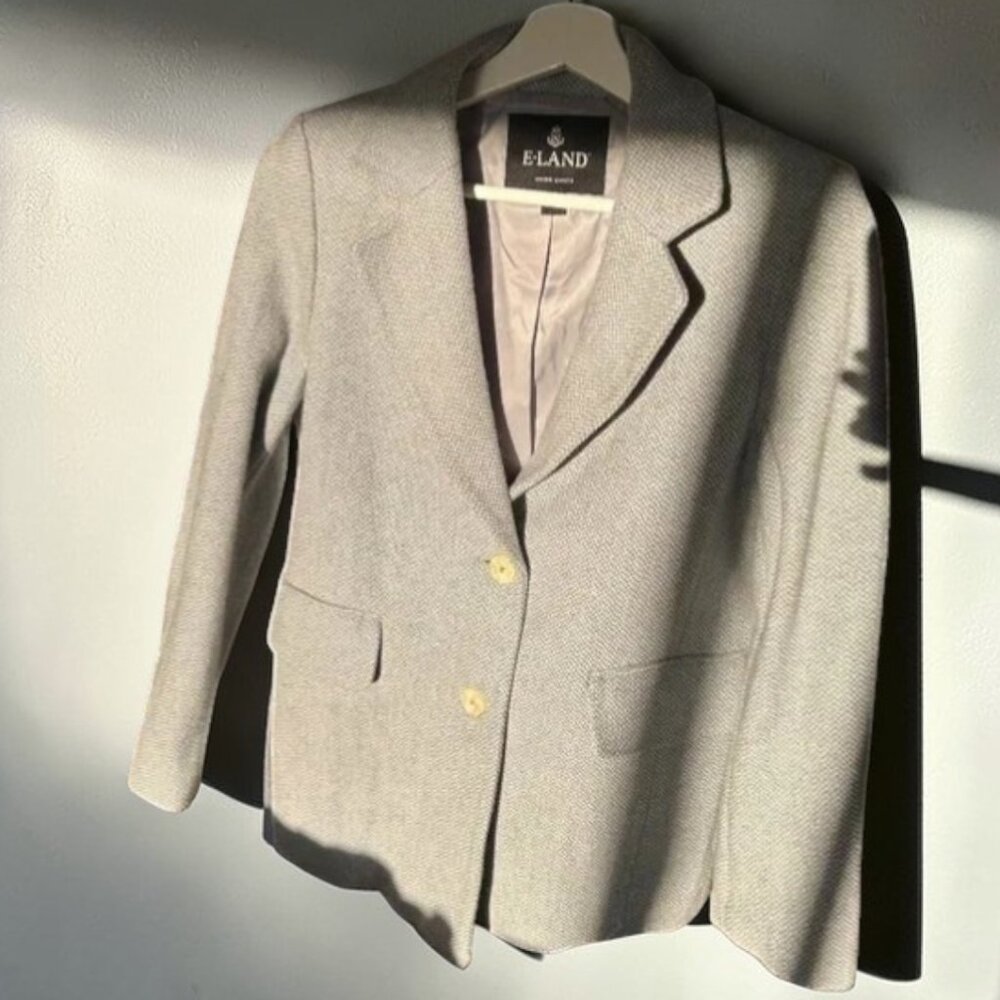 Women wool blended blazer, Size S, creamy blue